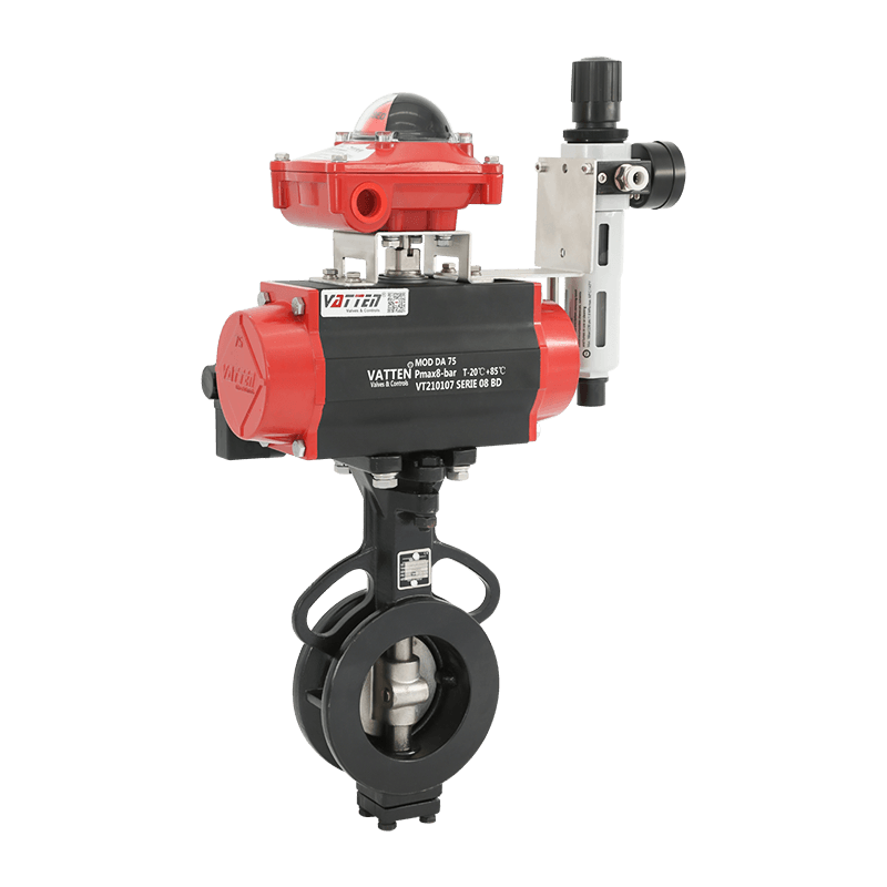 Пневматический двойной эксцентриковый клапан-бабочка